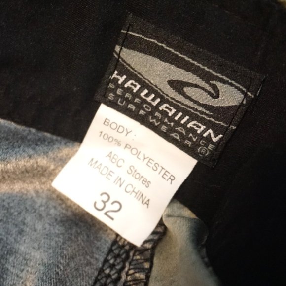 Hawaiian Performance Surf Black & Army Green Leaf Tropical Board Shorts Men’s 32 - Picture 4 of 4